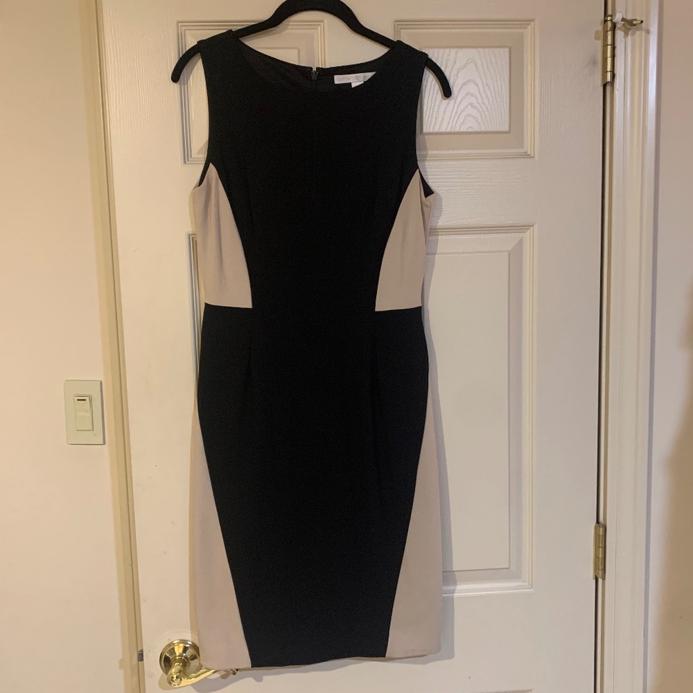 Boston Proper Black/Tan Sleeveless Lined Dress sz 8